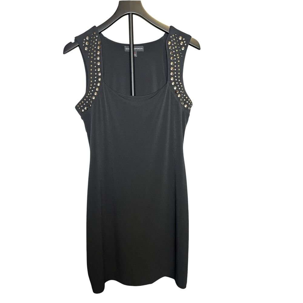 Rock & Republic Womens M Black Studded Sleeveless Bodycon Mini Dress Stretch